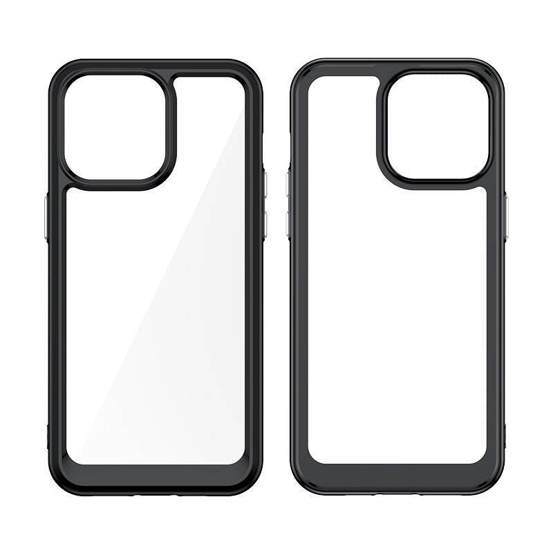 Wzmocnione etui z elastyczną ramką do iPhone 15 Pro Max Outer Space - czerwone