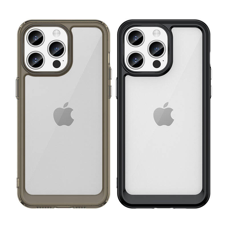 Wzmocnione etui z elastyczną ramką do iPhone 15 Pro Max Outer Space - czerwone