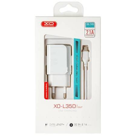 XO ŁADOWARKA SIECIOWA L35D + KABEL TYP-C 2XUSB 2.1A