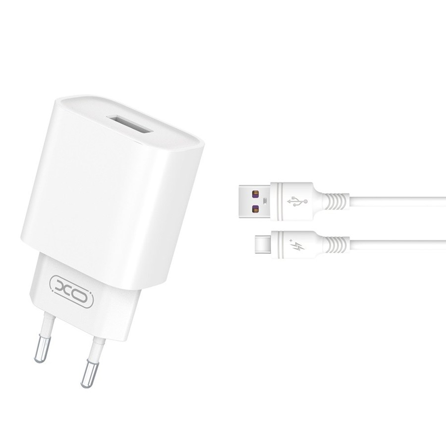 XO ładowarka sieciowa CE02D QC 3.0 18W 1x USB biała + kabel USB-C