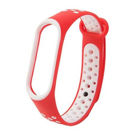 ZAMIENNA SILIKONOWA OPASKA XIAOMI MI BAND 4 / MI BAND 3 KROPKI CZERWONO-BIAŁY