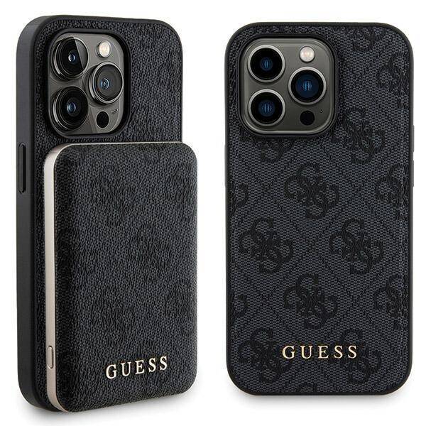 ZESTAW GUESS GUBPM5P13X4GEMGK IPHONE 13 PRO MAX 6.7" HARDCASE + POWERBANK 5000MAH MAGSAFE CZARNY/BLACK 4G METAL LOGO