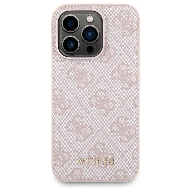 ZESTAW GUESS GUBPM5P14L4GEMGP IPHONE 14 PRO 6.1" HARDCASE + POWERBANK 5000MAH MAGSAFE RÓŻOWY/PINK 4G METAL LOGO