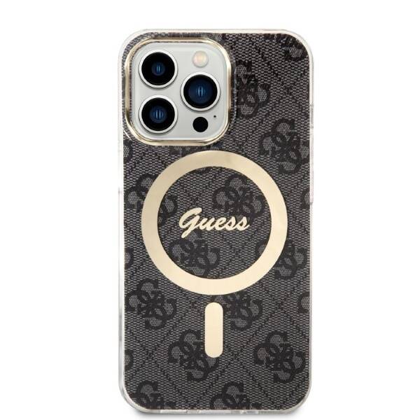 ZESTAW GUESS GUBPP13LH4EACSK CASE+ CHARGER IPHONE 13 PRO CZARNY/BLACK HARD CASE 4G PRINT MAGSAFE