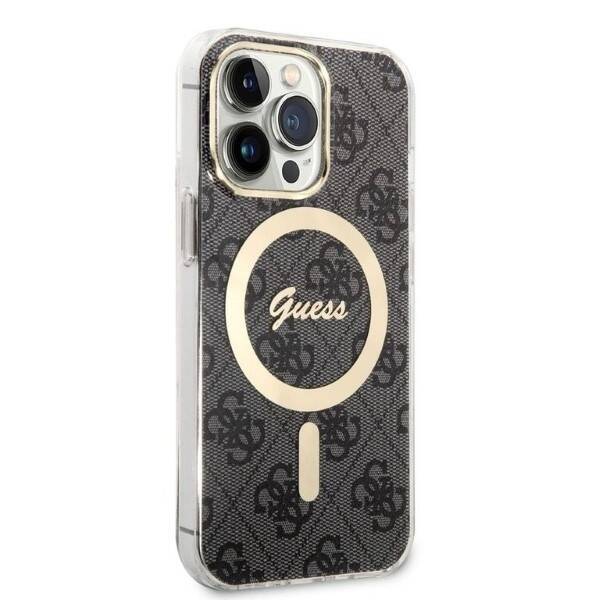 ZESTAW GUESS GUBPP13LH4EACSK CASE+ CHARGER IPHONE 13 PRO CZARNY/BLACK HARD CASE 4G PRINT MAGSAFE