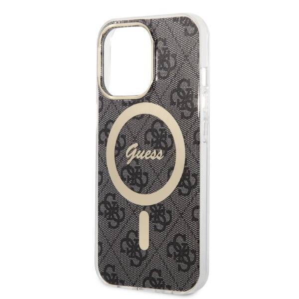 ZESTAW GUESS GUBPP13LH4EACSK CASE+ CHARGER IPHONE 13 PRO CZARNY/BLACK HARD CASE 4G PRINT MAGSAFE