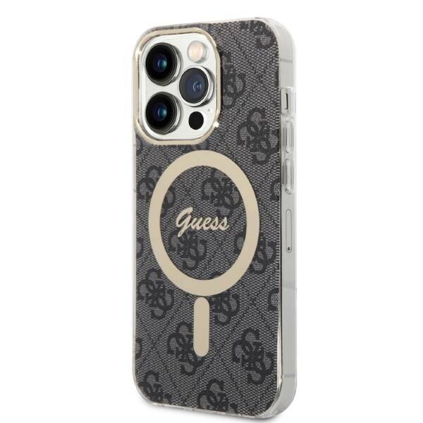 ZESTAW GUESS GUBPP14LH4EACSK CASE+ CHARGER IPHONE 14 PRO 6,1" CZARNY/BLACK HARD CASE 4G PRINT MAGSAFE