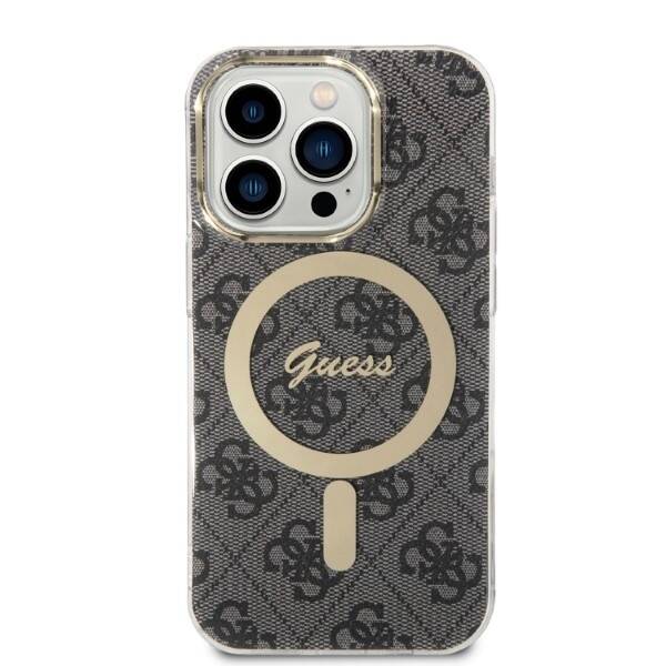 ZESTAW GUESS GUBPP14LH4EACSK CASE+ CHARGER IPHONE 14 PRO 6,1" CZARNY/BLACK HARD CASE 4G PRINT MAGSAFE