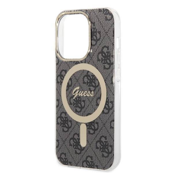 ZESTAW GUESS GUBPP14LH4EACSK CASE+ CHARGER IPHONE 14 PRO 6,1" CZARNY/BLACK HARD CASE 4G PRINT MAGSAFE