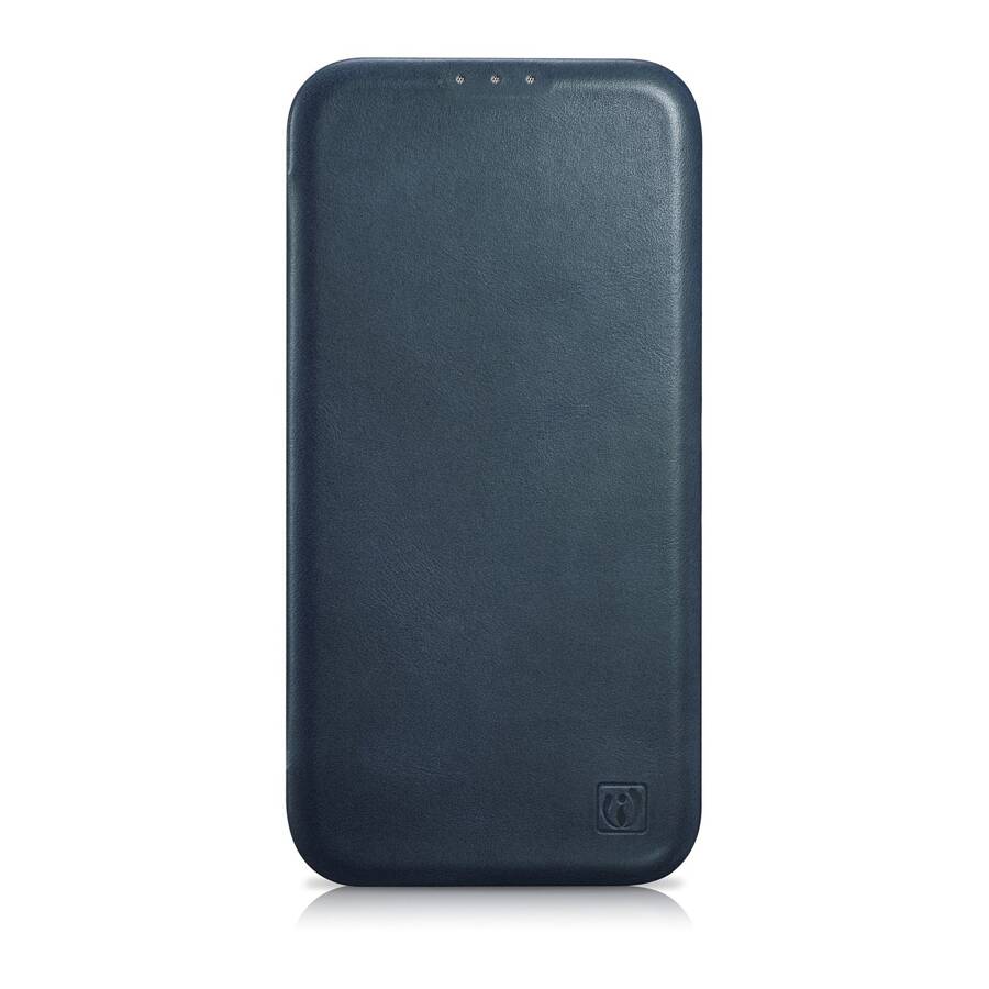 iCarer CE Oil Wax Premium Leather Folio Case skórzane etui iPhone 14 Pro z klapką magnetyczne MagSafe niebieski (AKI14220706-BU)
