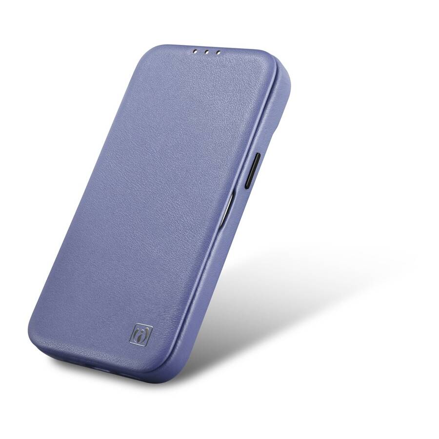 iCarer CE Premium Leather Folio Case skórzane etui iPhone 14 Plus z klapką magnetyczne MagSafe jasnofioletowy (WMI14220715-LP)