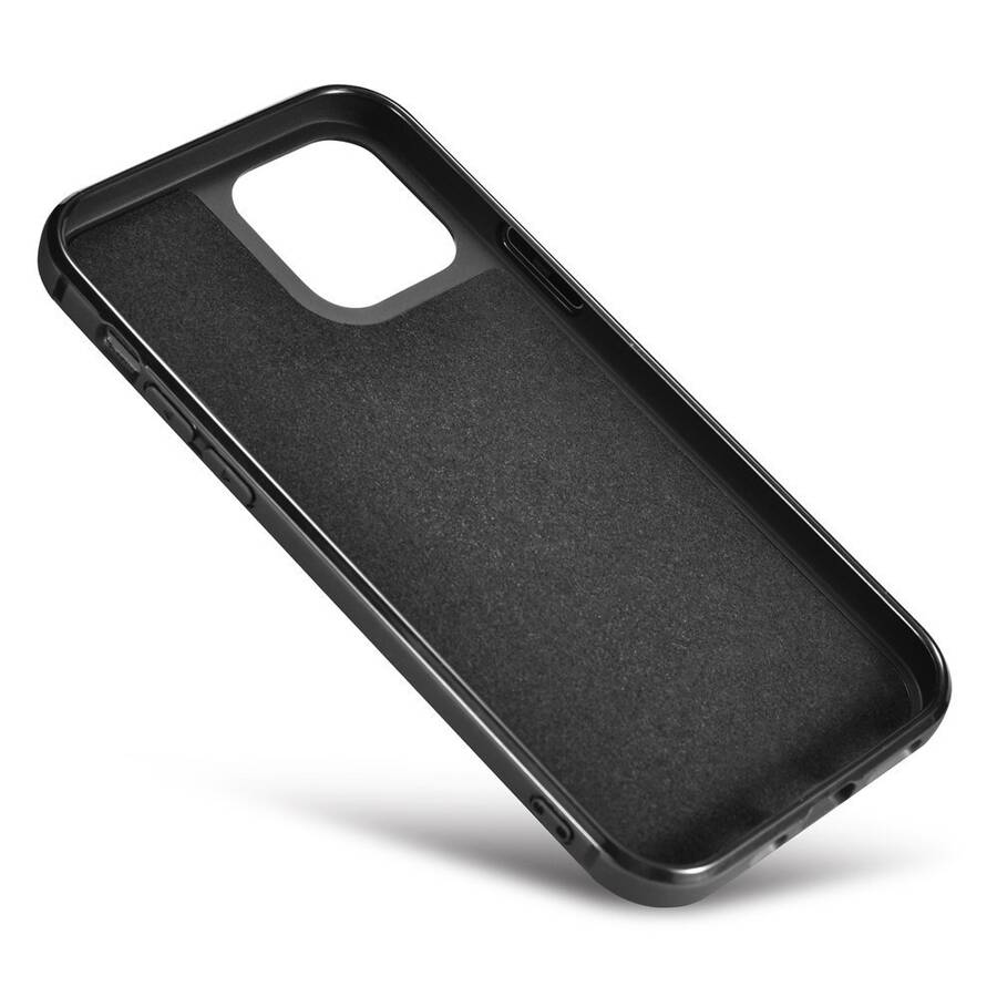 iCarer Leather Oil Wax etui pokryte naturalną skórą do iPhone 12 Pro Max czarny (ALI1206-BK)
