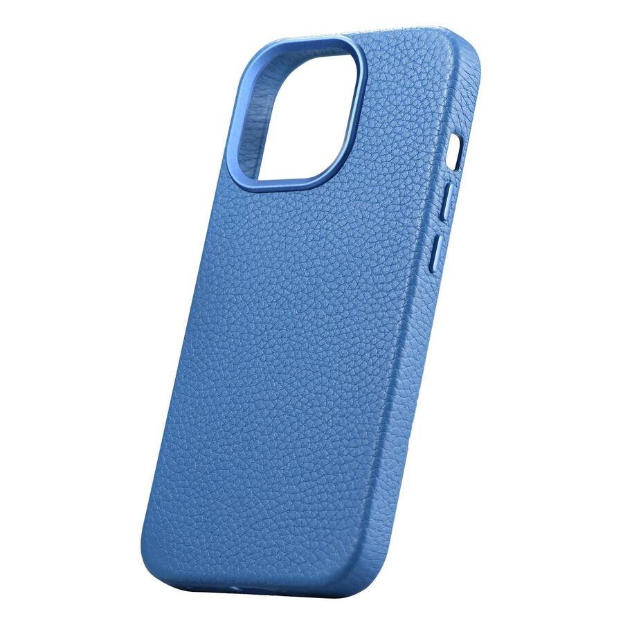 iCarer Litchi Premium Leather Case skórzane etui iPhone 14 Pro Max magnetyczne z MagSafe jasnoniebieski (WMI14220712-LB)