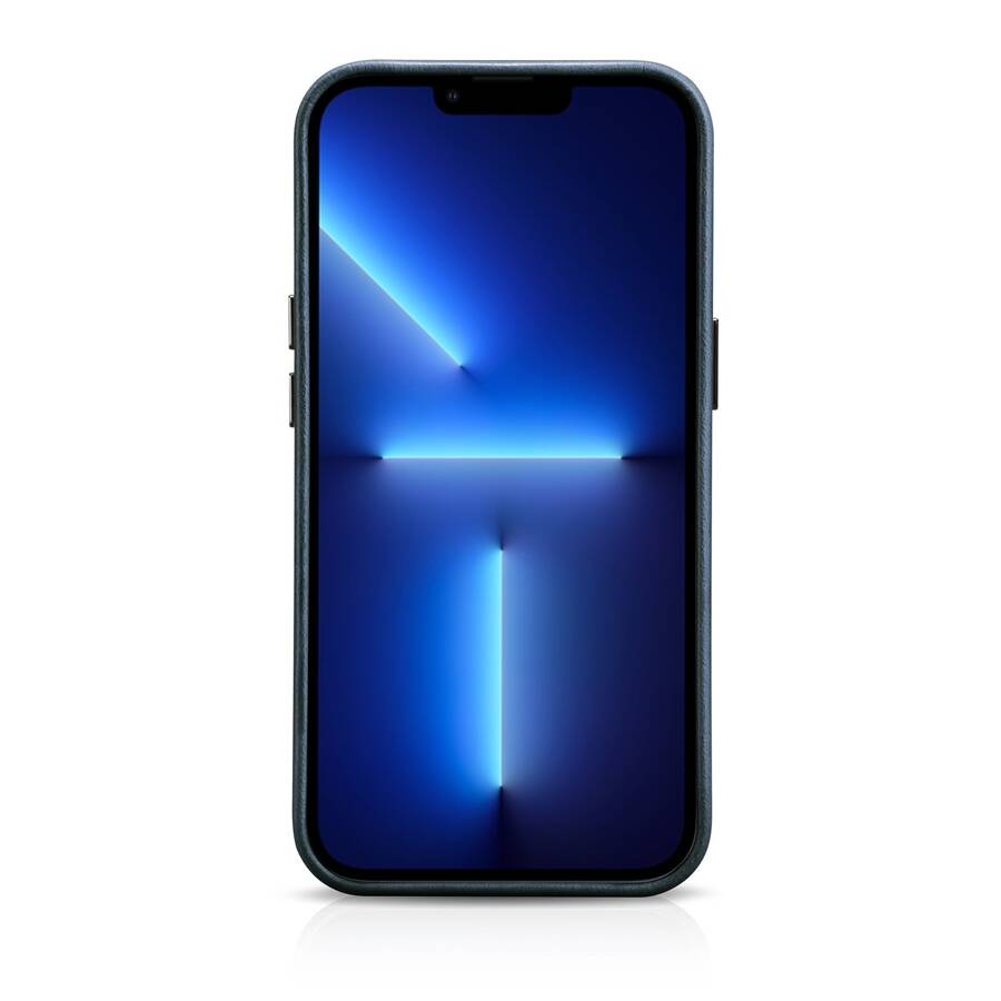 iCarer Oil Wax Premium Leather Case skórzane etui iPhone 14 Pro magnetyczne z MagSafe ciemnoniebieski (WMI14220702-BU)