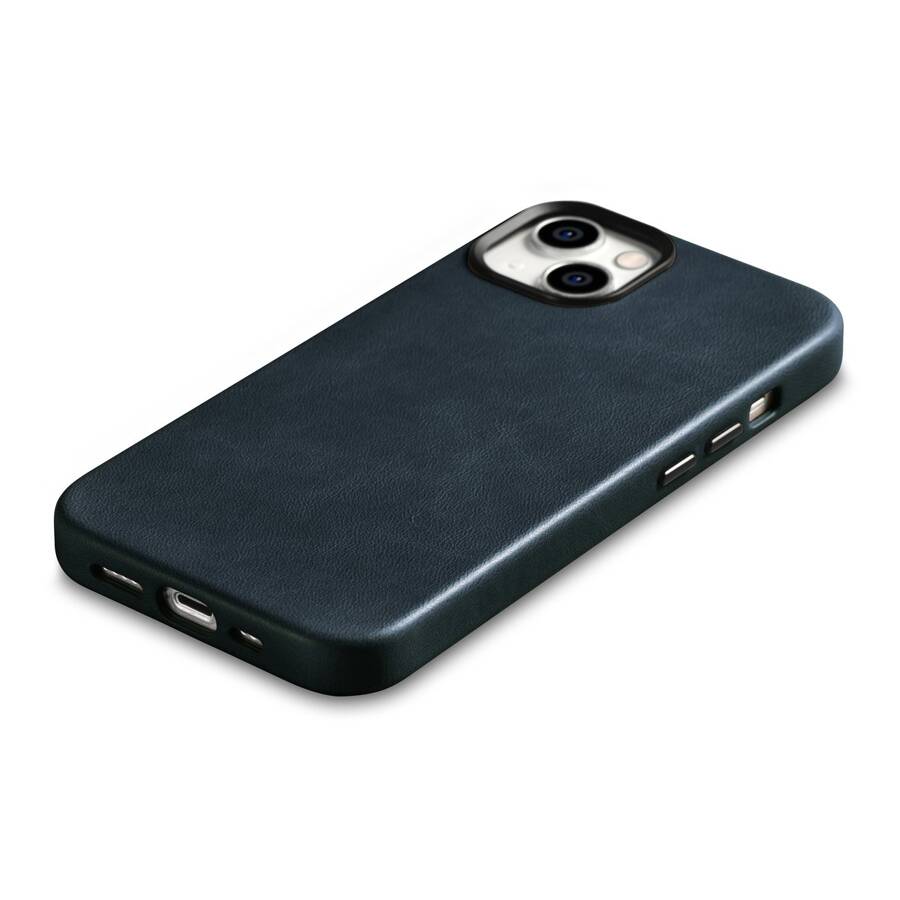 iCarer Oil Wax Premium Leather Case skórzane etui iPhone 14 magnetyczne z MagSafe ciemnoniebieski (WMI14220701-BU)