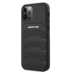 AMG AMHCP12LGSEBK IPHONE 12 PRO MAX 6,7" CZARNY/BLACK HARDCASE LEATHER DEBOSSED LINES