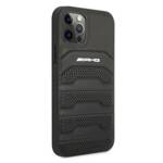 AMG AMHCP12LGSEBK IPHONE 12 PRO MAX 6,7" CZARNY/BLACK HARDCASE LEATHER DEBOSSED LINES