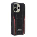 Audi Genuine Leather MagSafe iPhone 16 6.1" czarno-czerwony/black-red hardcase AU-TPUPCMIP16-R8/D3-RD