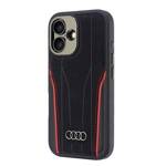 Audi Genuine Leather MagSafe iPhone 16 6.1" czarno-czerwony/black-red hardcase AU-TPUPCMIP16-R8/D3-RD