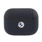 BMW BMAPSSLNA AirPods Pro cover granatowy/navy Geniune Leather Silver Logo