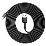 Baseus Cafule Cable wytrzymały nylonowy kabel przewód USB / Lightning QC3.0 2A 3M czarno-szary (CALKLF-RG1)