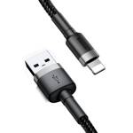 Baseus Cafule Cable wytrzymały nylonowy kabel przewód USB / Lightning QC3.0 2A 3M czarno-szary (CALKLF-RG1)