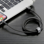 Baseus Cafule Cable wytrzymały nylonowy kabel przewód USB / Lightning QC3.0 2A 3M czarno-szary (CALKLF-RG1)