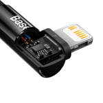 Baseus MVP 2 Elbow kątowy kabel przewód Power Delivery z bocznym wtykiem USB Typ C / Lightning 2m 20W czarny (CAVP000301)