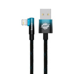 Baseus MVP 2 Elbow kątowy kabel przewód z bocznym wtykiem USB / Lightning 1m 2.4A niebieski (CAVP000021)