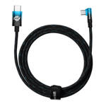 Baseus MVP Elbow kątowy kabel przewód Power Delivery z bocznym wtykiem USB Typ C / USB Typ C 2m 100W 5A niebieski (CAVP000721)