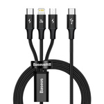 Baseus kabel 3w1 Rapid PD USB-C - micro USB + Lightning + USB-C 1,5m czarny 20W