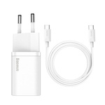 Baseus ładowarka sieciowa Super Si PD 25W 1x USB-C biała + kabel USB-C - USB-C