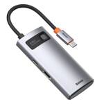 Baseus stacja dokująca Metal Gleam Series 4-in-1 Multifunctional Type-C HUB szara (Type-C to HDMI*1+USB3.0*1+USB2.0*1+PD*1)