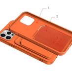 Card Case silikonowe etui portfel z kieszonką na kartę dokumenty do iPhone 12 Pro pomarańczowy