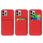 Card Case silikonowe etui portfel z kieszonką na kartę dokumenty do iPhone 12 mini czerwony