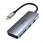 Choetech 7w1 wielofunkcyjny HUB USB Typ C - 3x USB 3.2 Gen 1 / czytnik kart SD i TF / HDMI 4K 30Hz / USB Typ C szary (HUB-M19 gray)