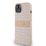 DKNY DKHCP14SPRTHSLP iPhone 14 / 15 / 13 6.1" różowy/pink hardcase Leather Mono Stripe & Metal Logo