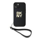 DKNY DKHCP15SPBSWSK iPhone 15 / 14 /13 6.1" czarny/black hardcase Wrist Strap Stock Logo