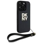 DKNY DKHCP16LPBSWSK iPhone 16 Pro 6.3"    czarny/black hardcase Wrist Strap Stock Logo