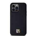 DKNY DKHMP14XPSHRPSK iPhone 14 Pro Max 6.7" czarny/black hardcase Leather Monogram Pattern Metal Logo MagSafe