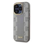 DKNY DKHMP15LPCPVSLE iPhone 15 Pro 6.1" beżowy/beige hardcase Leather Checkered Mono Pattern MagSafe