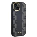 DKNY DKHMP15SPCPVSLK iPhone 15 / 14 / 13 6.1" czarny/black hardcase Leather Checkered Mono Pattern MagSafe