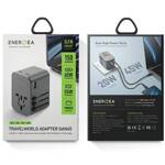 ENERGEA ład. siec. 1xUSB+2xUSB-C PD-PPS-QC 3.0 65W 1A2C adapter 4w1 US/UA/EU/UK szary/gunmetal Travelworld Adapter GaN65W