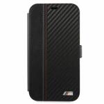 ETUI BMW BMFLBKP12SMCARBK IPHONE 12 MINI 5,4" CZARNY/BLACK BOOK M COLLECTION PU CARBON STRIPE