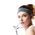 Elastyczna materiałowa opaska na głowę do biegania fitness szara