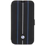 Etui BMW BMBKP14X22RVSK iPhone 14 Pro  Max 6,7" czarny/black bookcase Leather Stamp Blue Lines