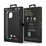 Etui BMW BMHCP14M22PTDK iPhone 14 Plus  / 15 Plus 6,7" czarny/black Leather Stamp Tricolor