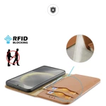 Etui Dux Ducis Hivo z klapką i blokadą RFID do Samsung Galaxy S24+ - brązowe