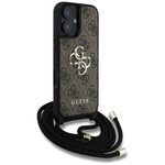 Etui Guess 4G Big Logo Cord Stap          Crossbody do iPhone 16 brązowy