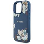 Etui Guess Grained Printed Flower         Pattern MagSafe do iPhone 16 Pro Max niebieski